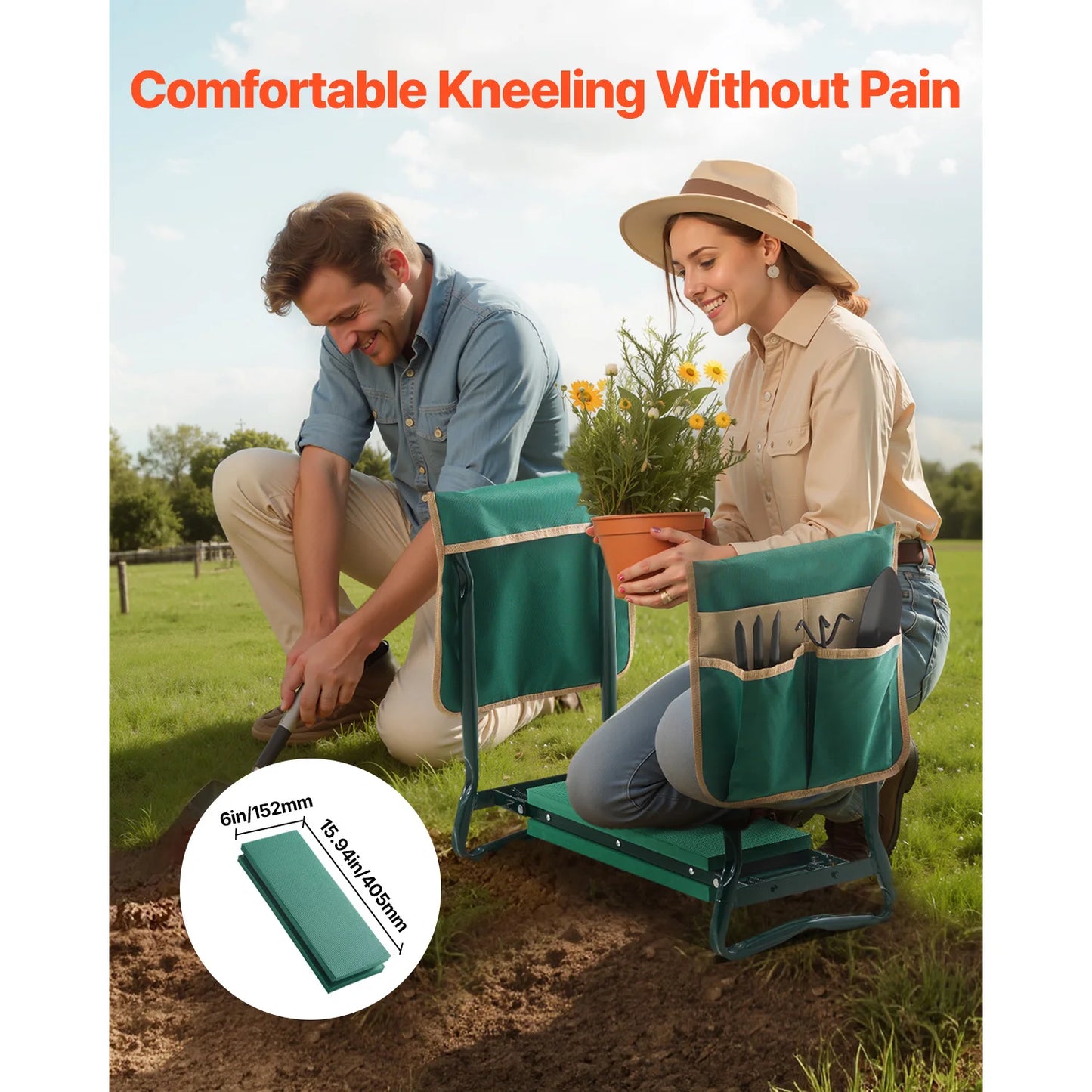 SucceBuy Garden Kneeler And Seat Foldable With Tool Bags