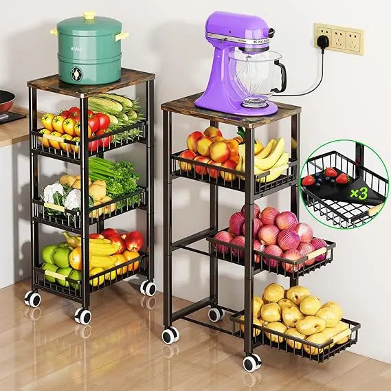 4 Tier Stackable Metal Wire Fruit and Vegetable Storage Basket