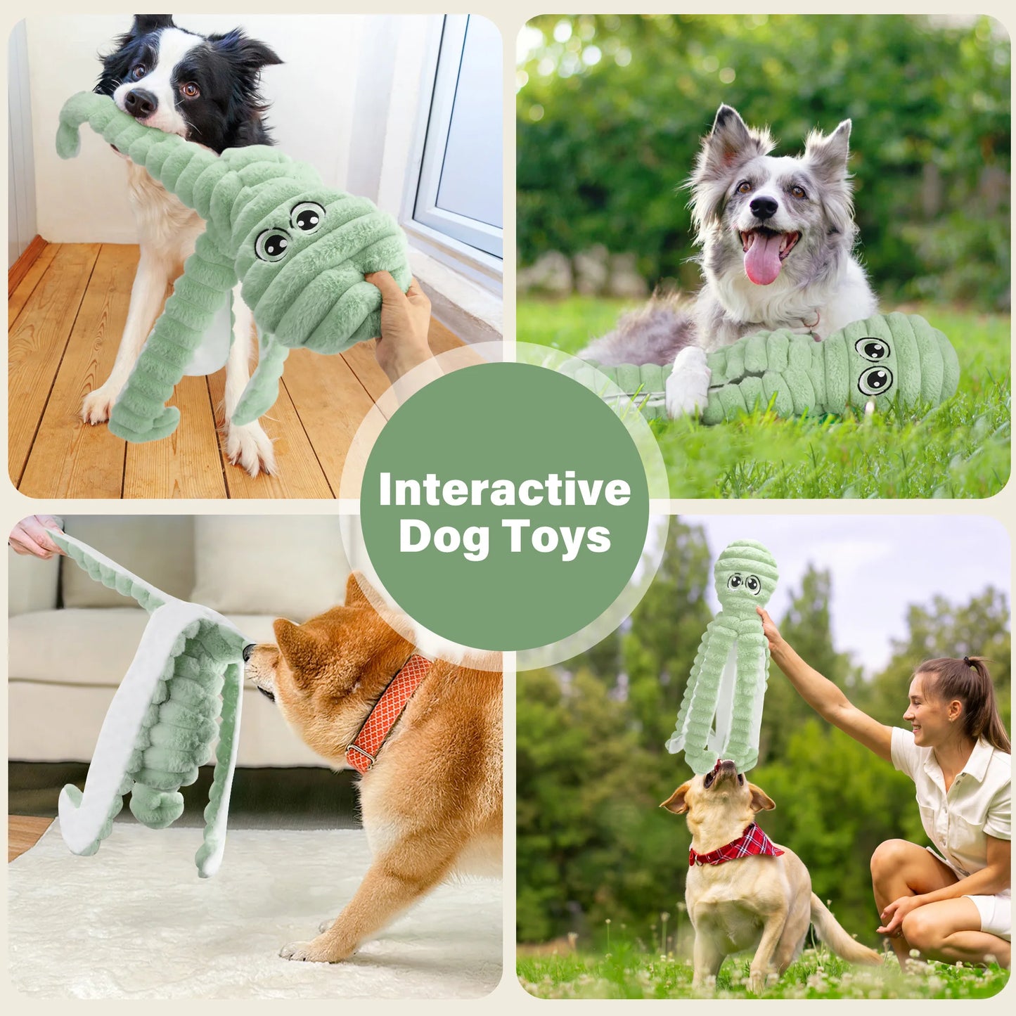 Octopus Design Squeaky Plush Dog Toy For Small Medium Dogs