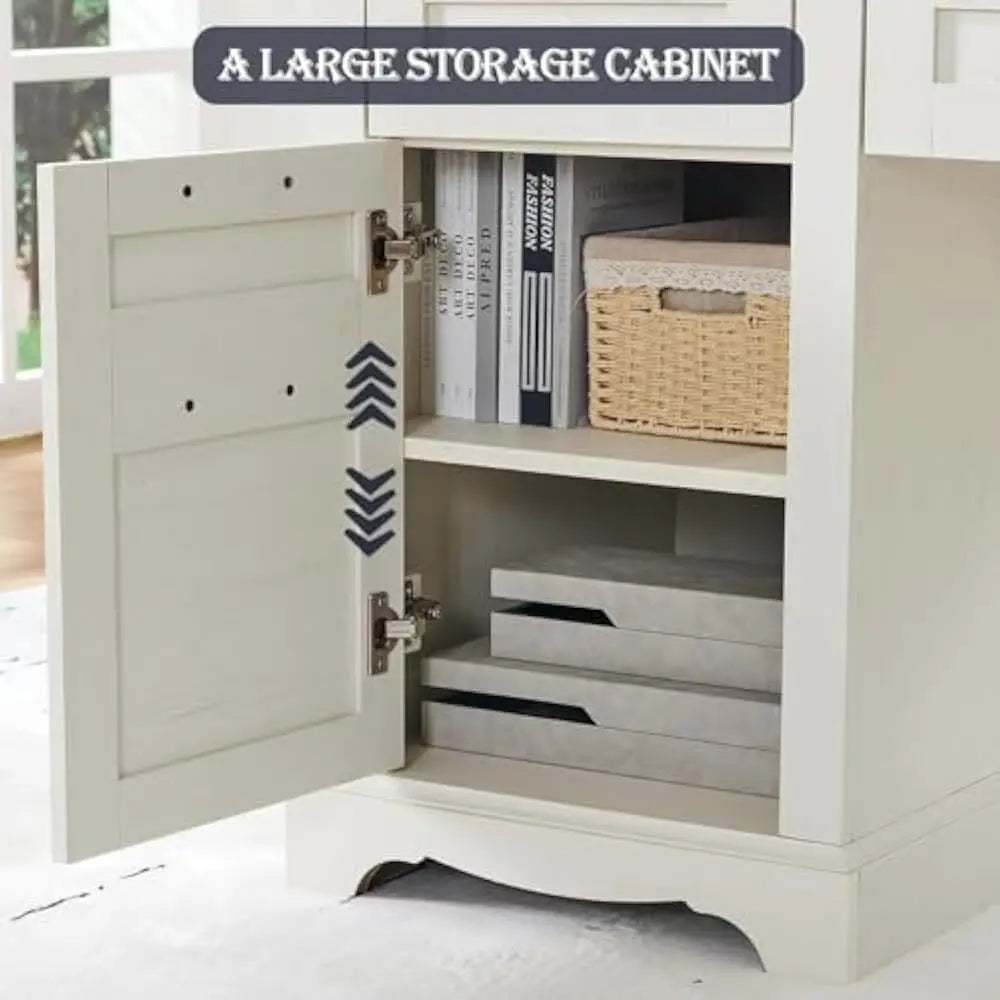 Depth L Shaped Office Desk With Hutch And Storage Cabinet