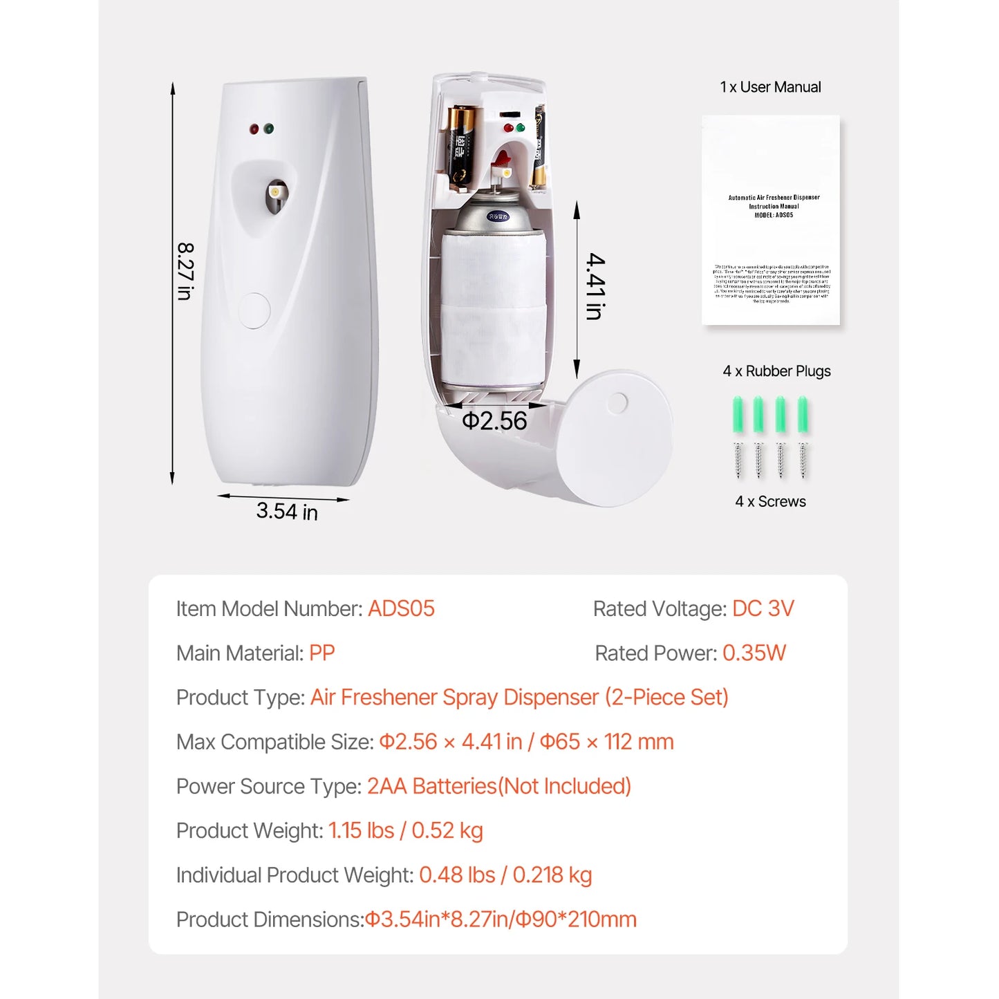 VEVOR Automatic Air Freshener Dispenser Wall Mount Or Freestanding