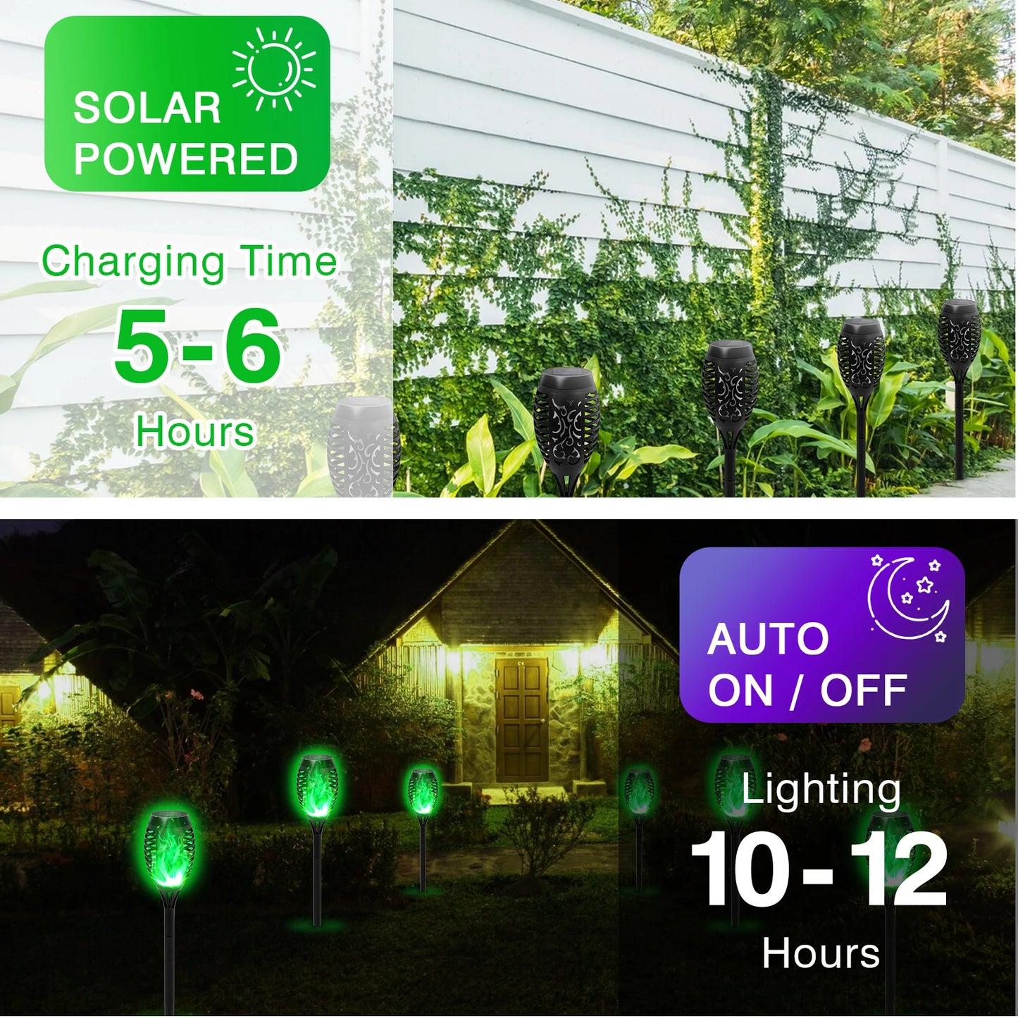 Solar Flame Light Outdoor Flickering Waterproof Garden Patio