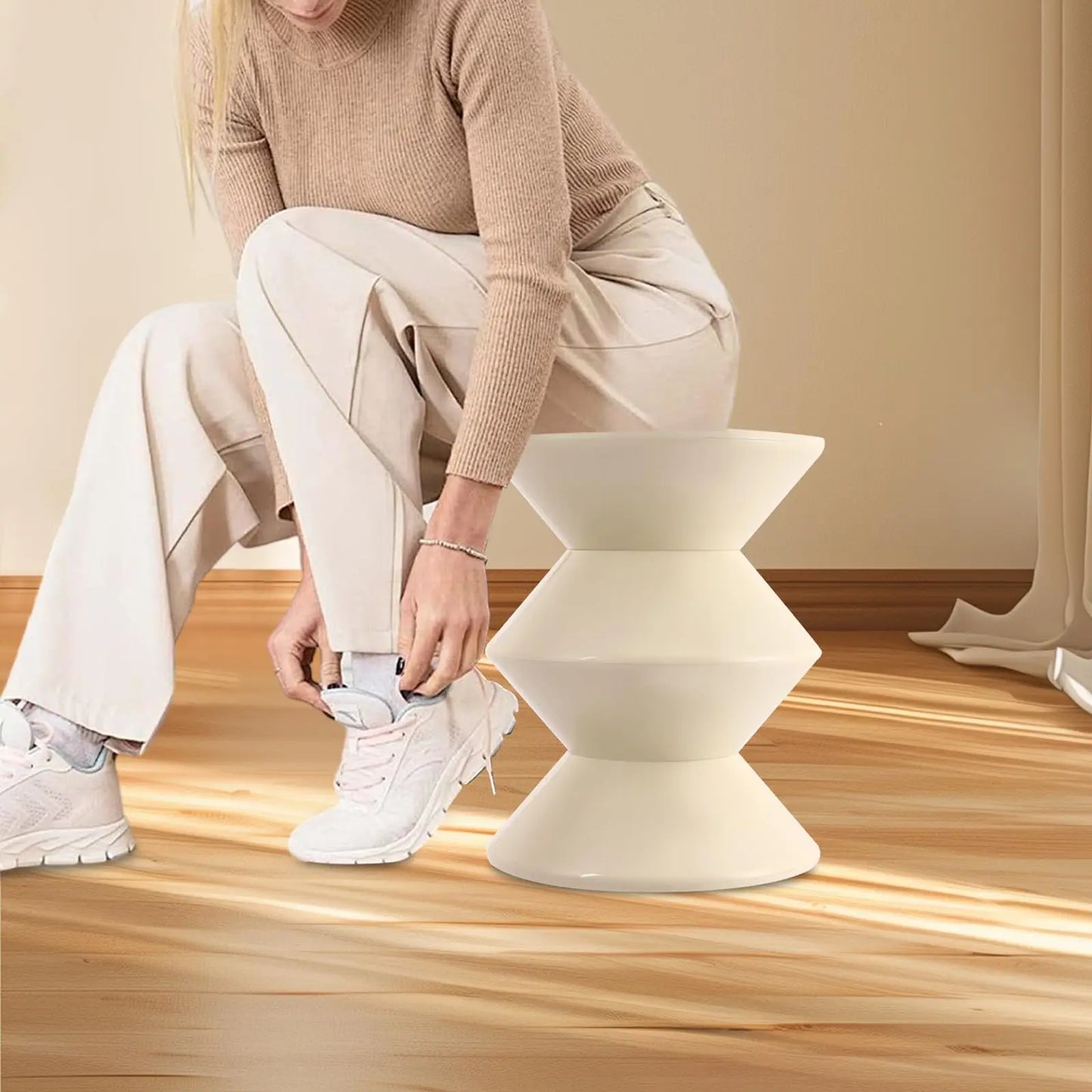 Sofa Side Table Modern Hourglass End Table Minimalist Living Room