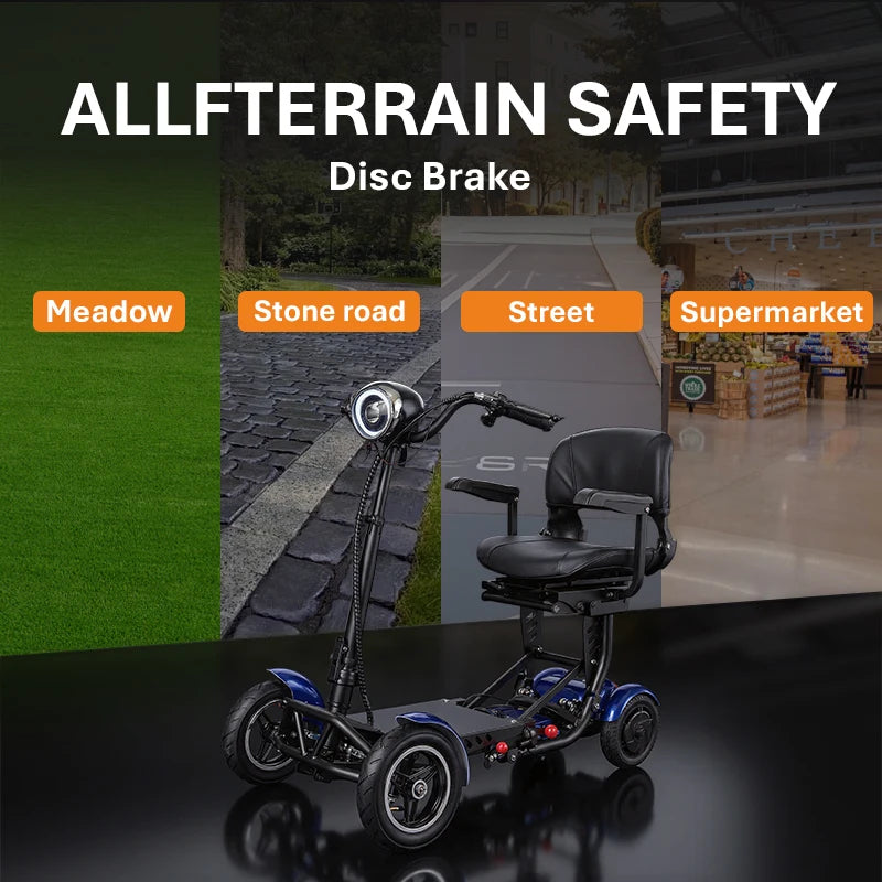 HEZZO T2 Foldable Four Wheel Mobility Scooter 36V Dual Motors 330LBS