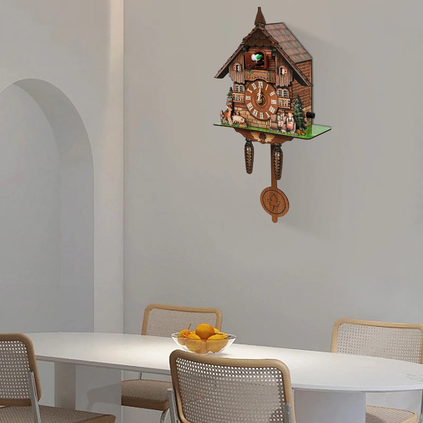 Cuckoo Wall Clock Traditional Chalet Style Wooden Pendulum Clock