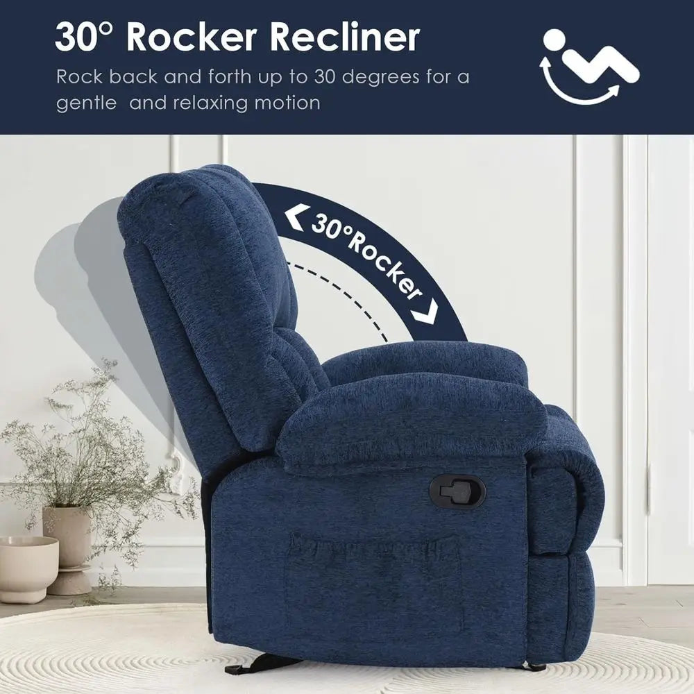 Oversized Rocker Recliner Chair With Adjustable Backrest