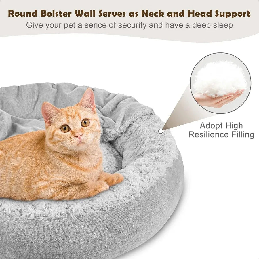 Small Dog Bed Hooded Donut Cave With Cozy Blanket Pets