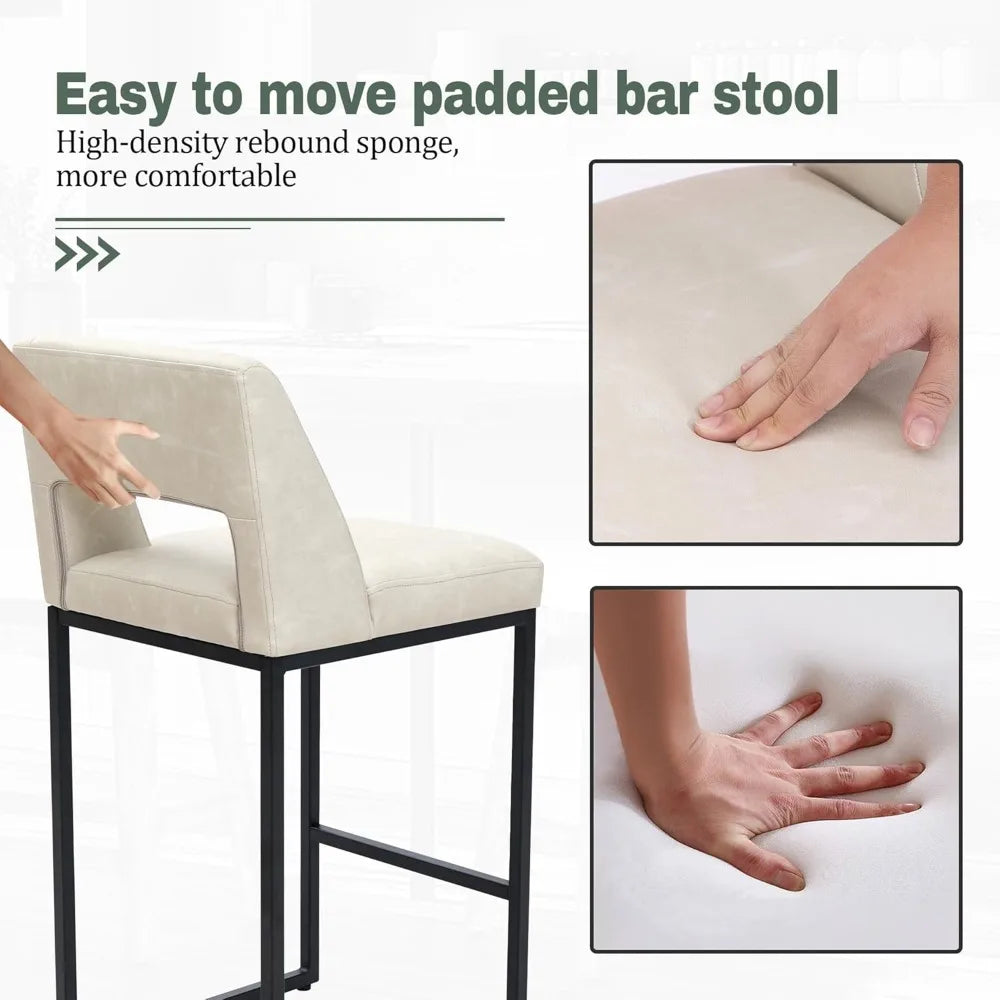 ZHUOTING Modern Bar Stools With Backs Upholstered Faux Leather