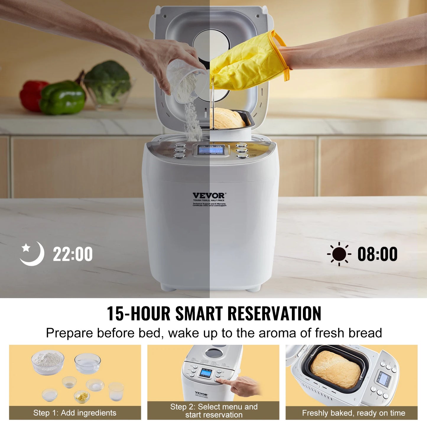 SucceBuy 15 in 1 Bread Maker Dough Machine Gluten Free