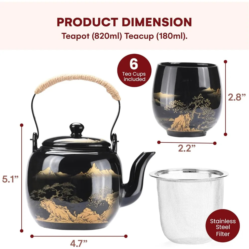 NONECN Kitchen Porcelain Tea Set With Teapots And Cups