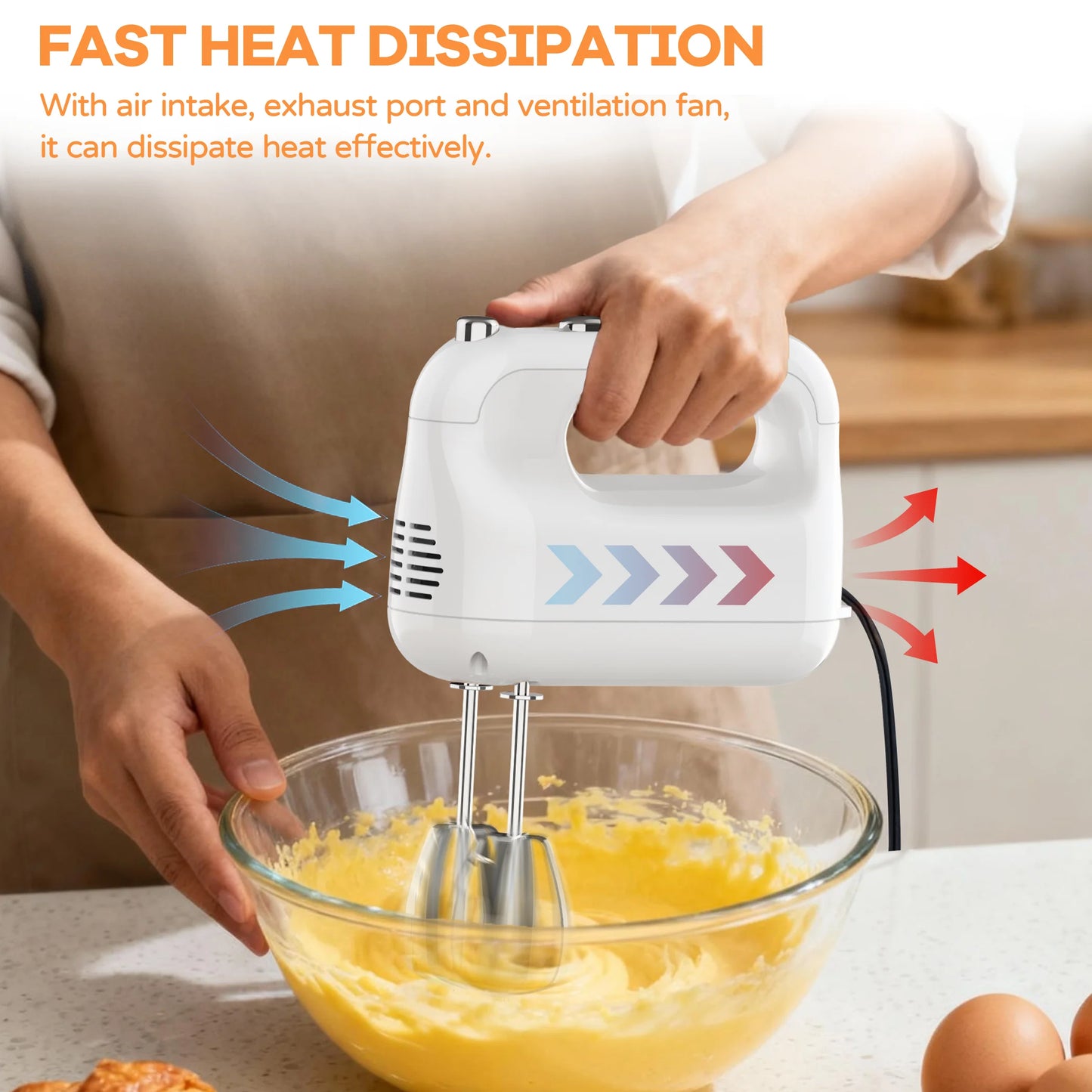 YOMA Electric Egg Beater 5 Speed Handheld Kitchen Mixer