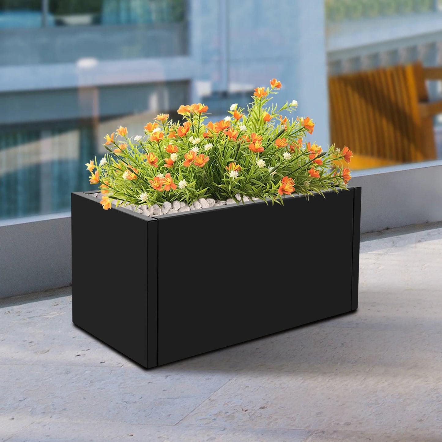 Metal Planter Box Outdoor Rectangular Steel Garden Planter Rustproof