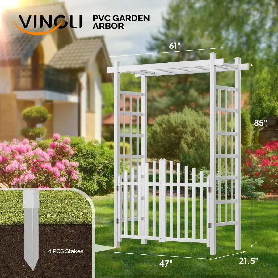 High-concerned Garden Arbor With Gate PVC Wedding Arch