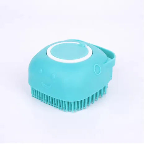 2-In-1 Pet Bath Massage Brush With Silicone Shampoo Storage