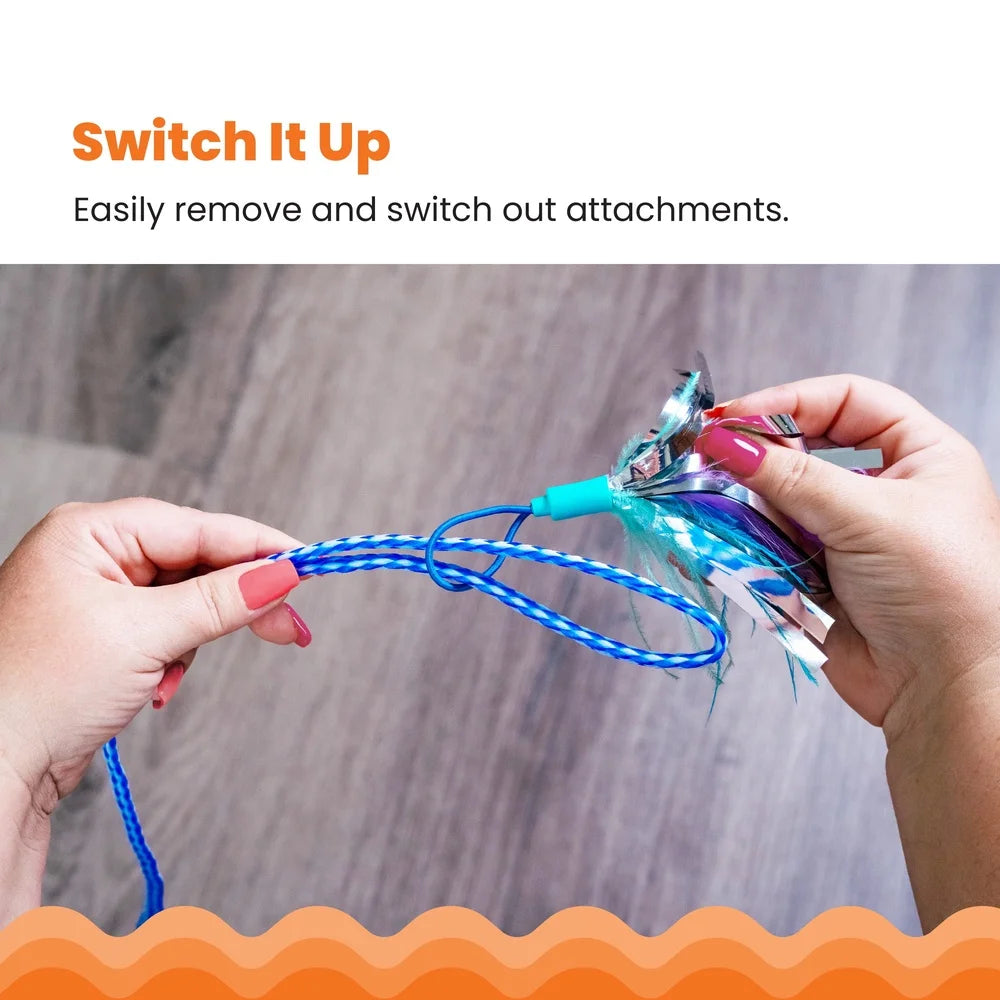 Interactive Cat Wand Toy With Catnip Feathers And Crinkle Sounds