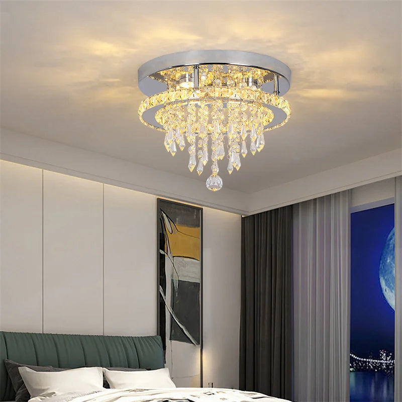 GreeLustr Dimmable Crystal LED Ceiling Pendant Light With Remote