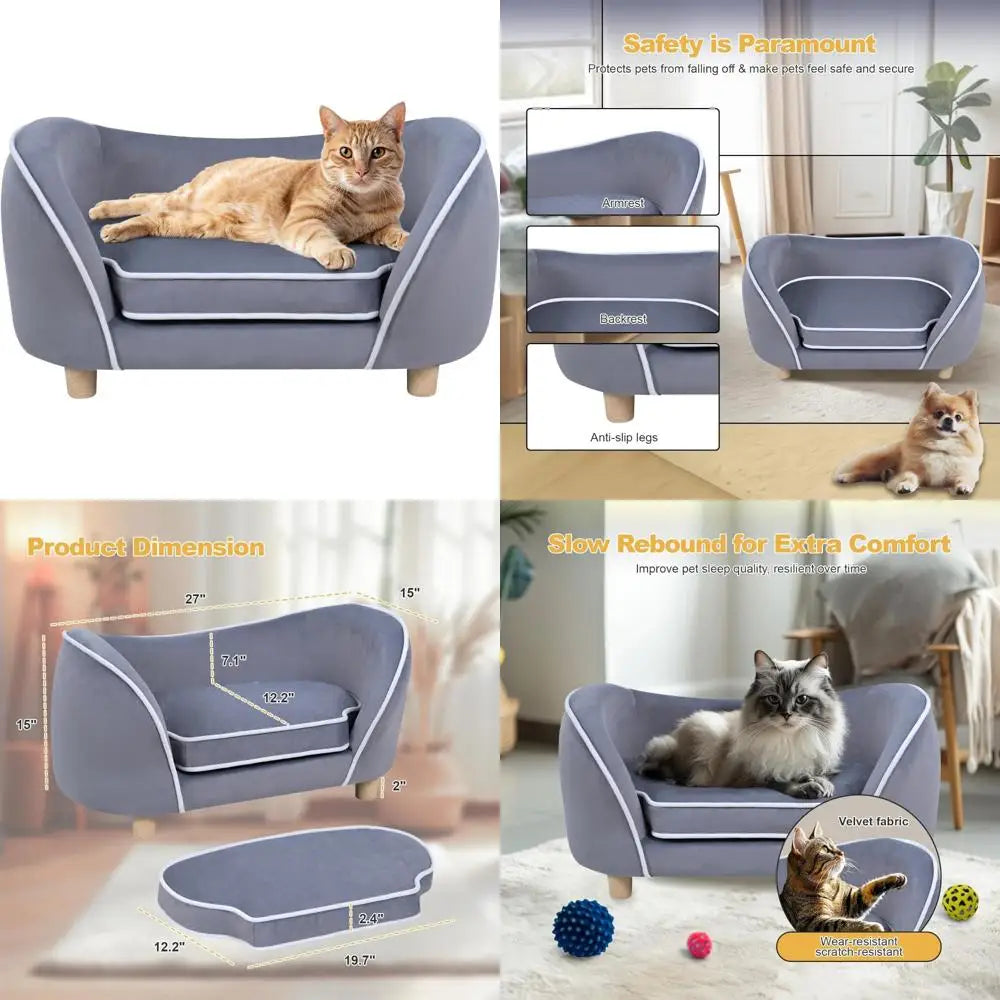 Pets Sofa Bed With Cushion For Small Dogs And Cats