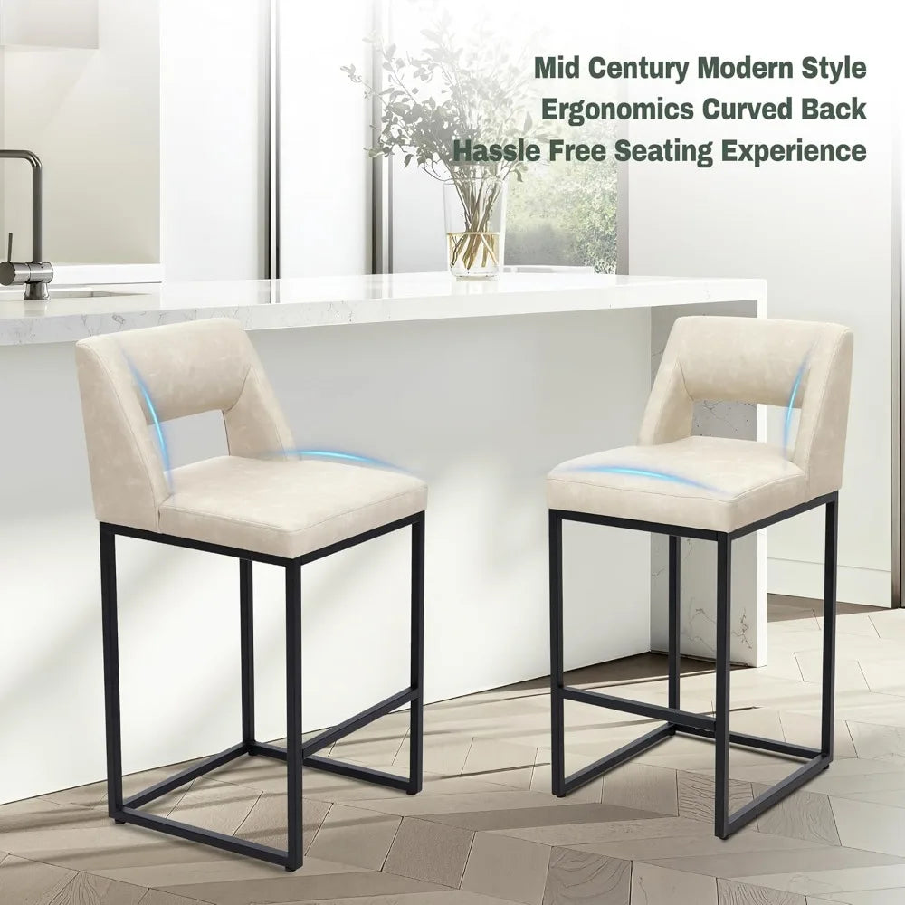 ZHUOTING Modern Bar Stools With Backs Upholstered Faux Leather