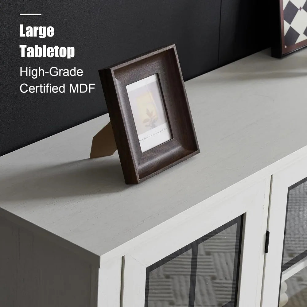 MKDK Sideboard Buffet Cabinet 4 Doors Adjustable Shelves