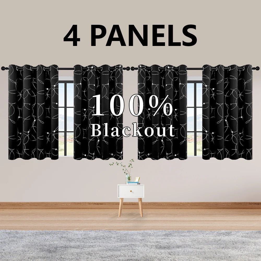 4 Pack Blackout Curtain Panels Grommet Thermal Insulated Room Darkening