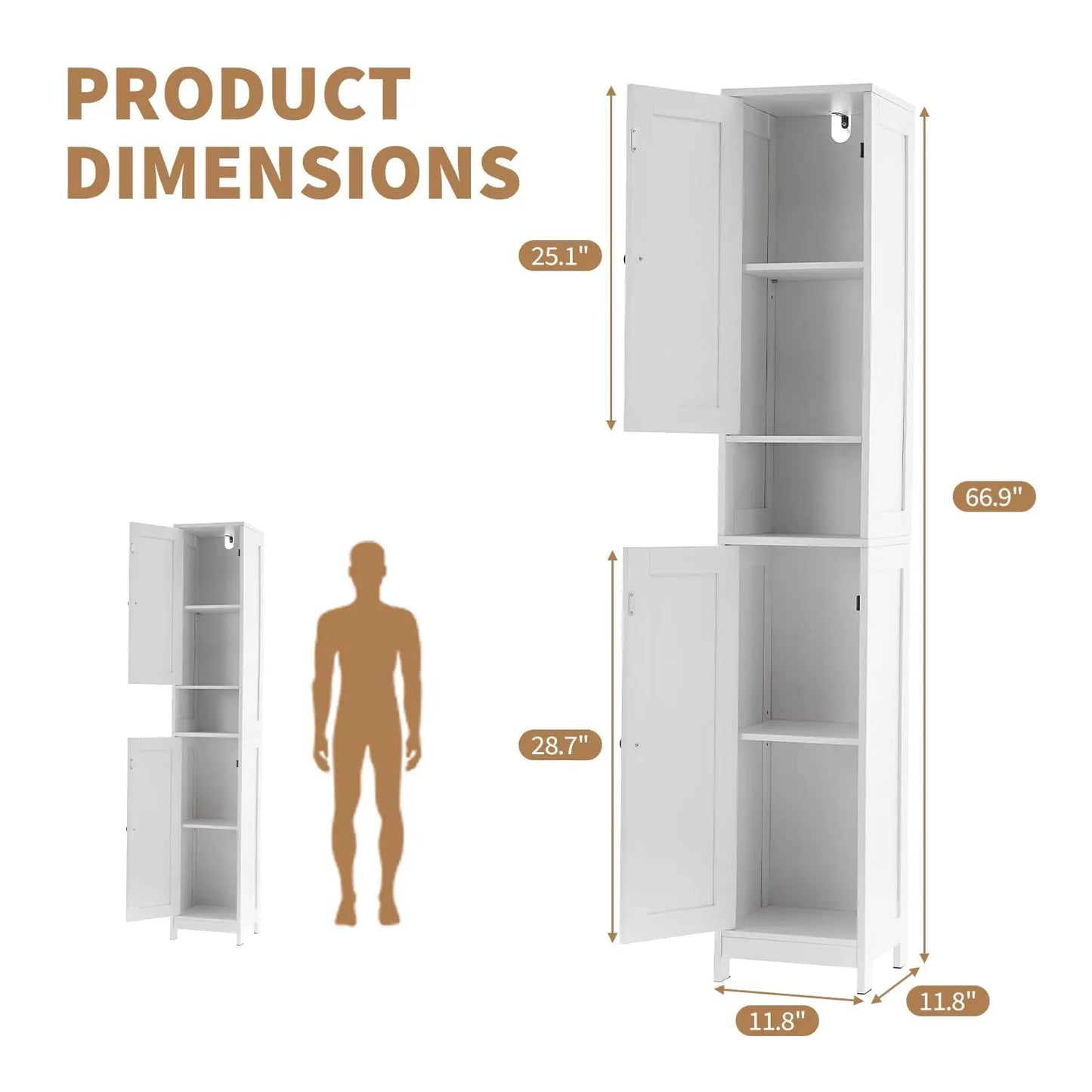 HiMISS Anti-Tip Bathroom Storage Cabinet With Adjustable Shelves
