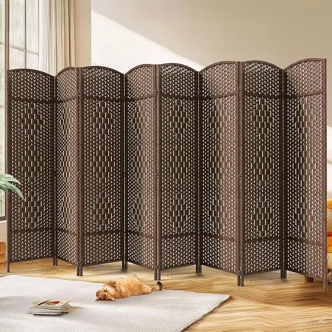 Folding Privacy Screen Freestanding Room Divider Diamond Double Weave