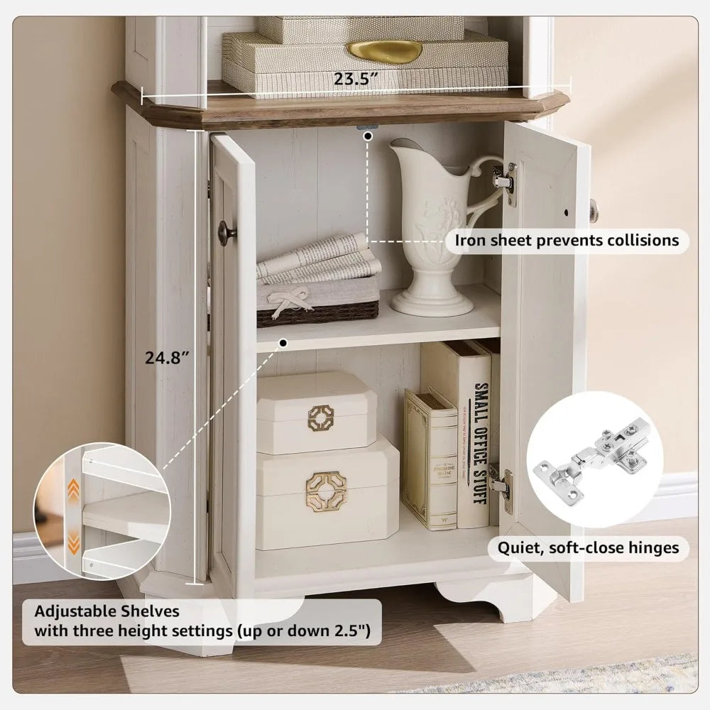 MKDK 6 Tier Bookshelf Set of 2 with Doors and Shelves