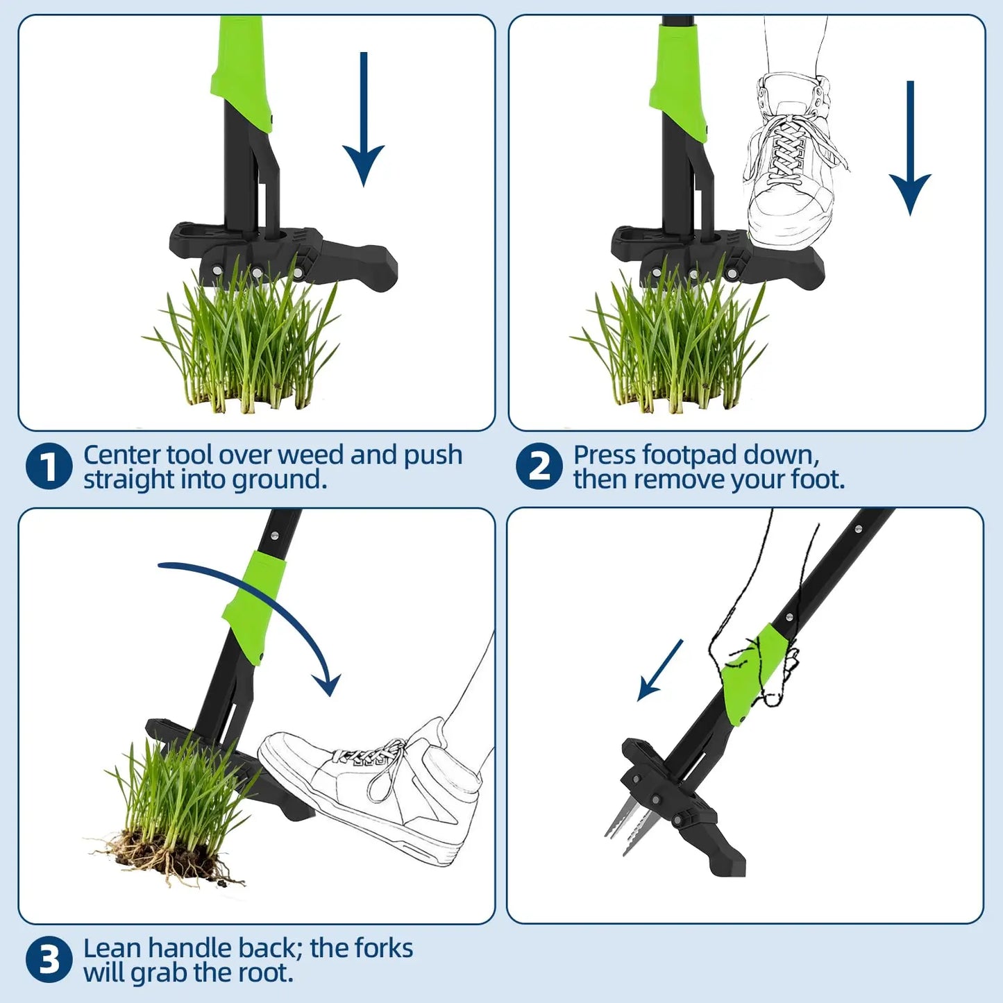 HiMISS Stand Up Weed Puller With Long Handle 4Claw