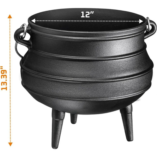 Hignconcerned Cast Iron Cauldron Potjie With Lid Three Legs