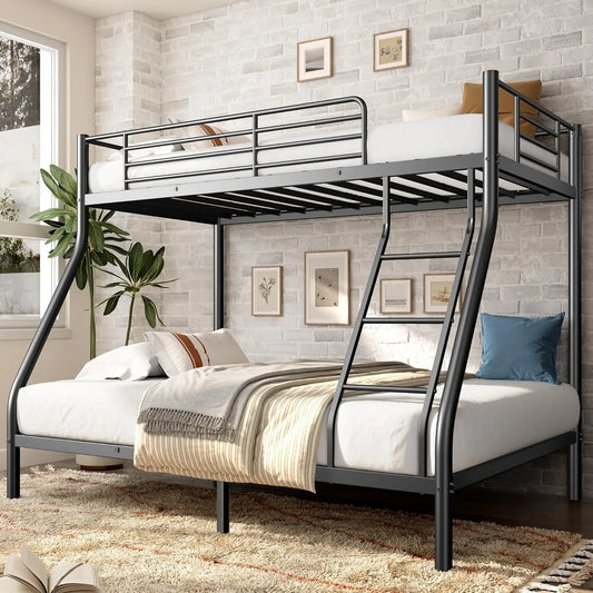 Heavy Duty Metal Bunk Bed With Angled Ladder For Teens