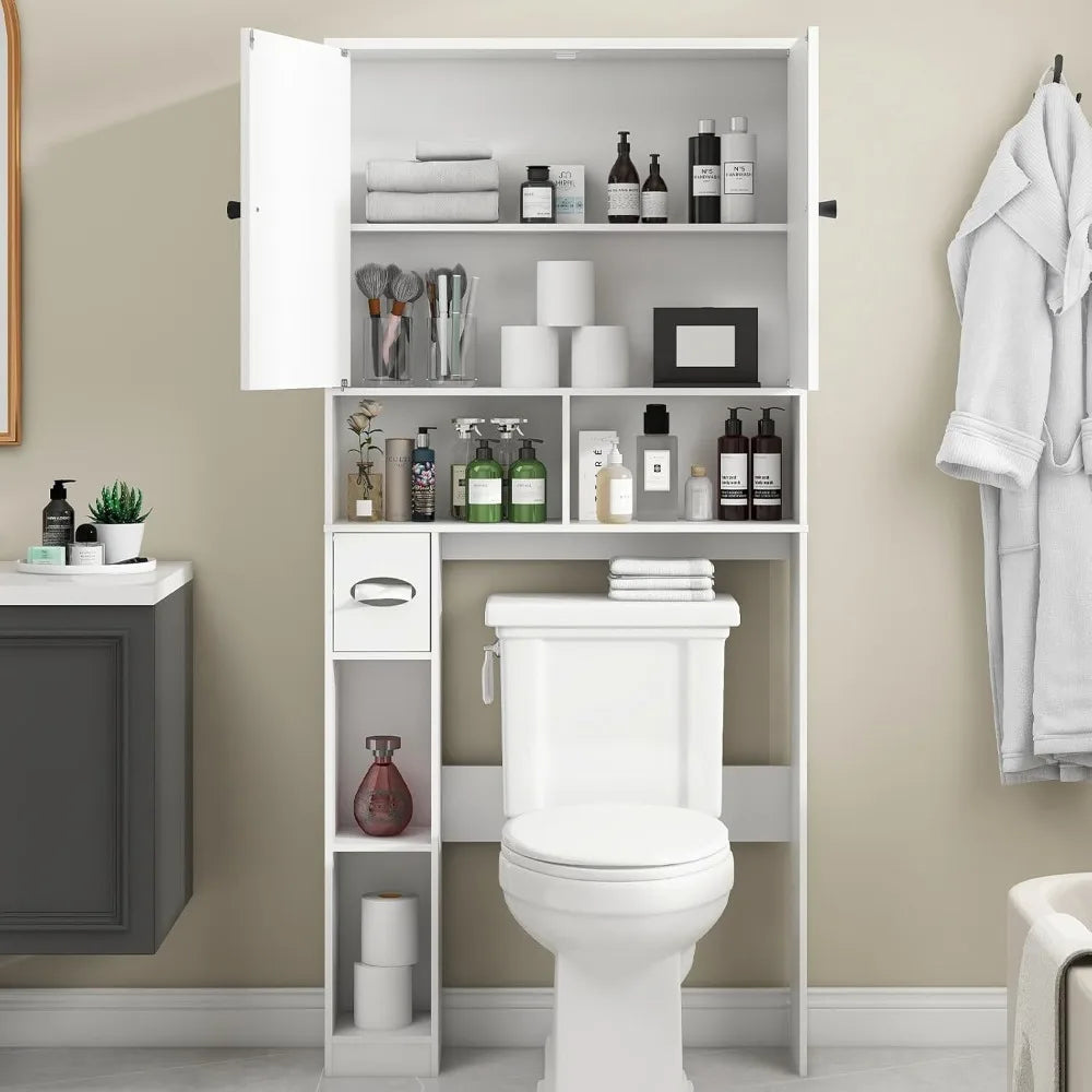MKDK Freestanding Rattan Toilet Storage Cabinet With Toilet Paper Holder