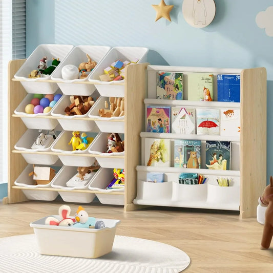 Hign Concerned Storage Organizer With Toy And Bookshelf