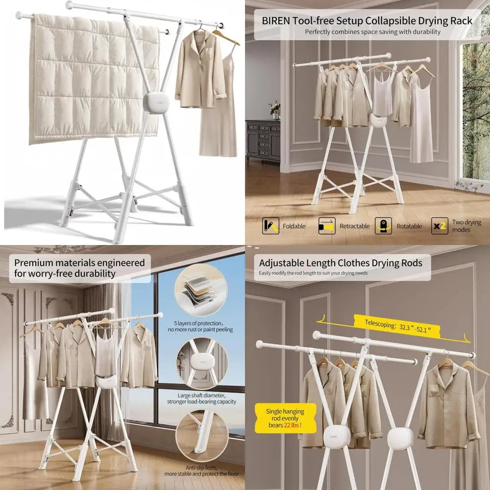 DAFIFY Heavy Duty Extendable Clothes Drying Rack With Two Modes