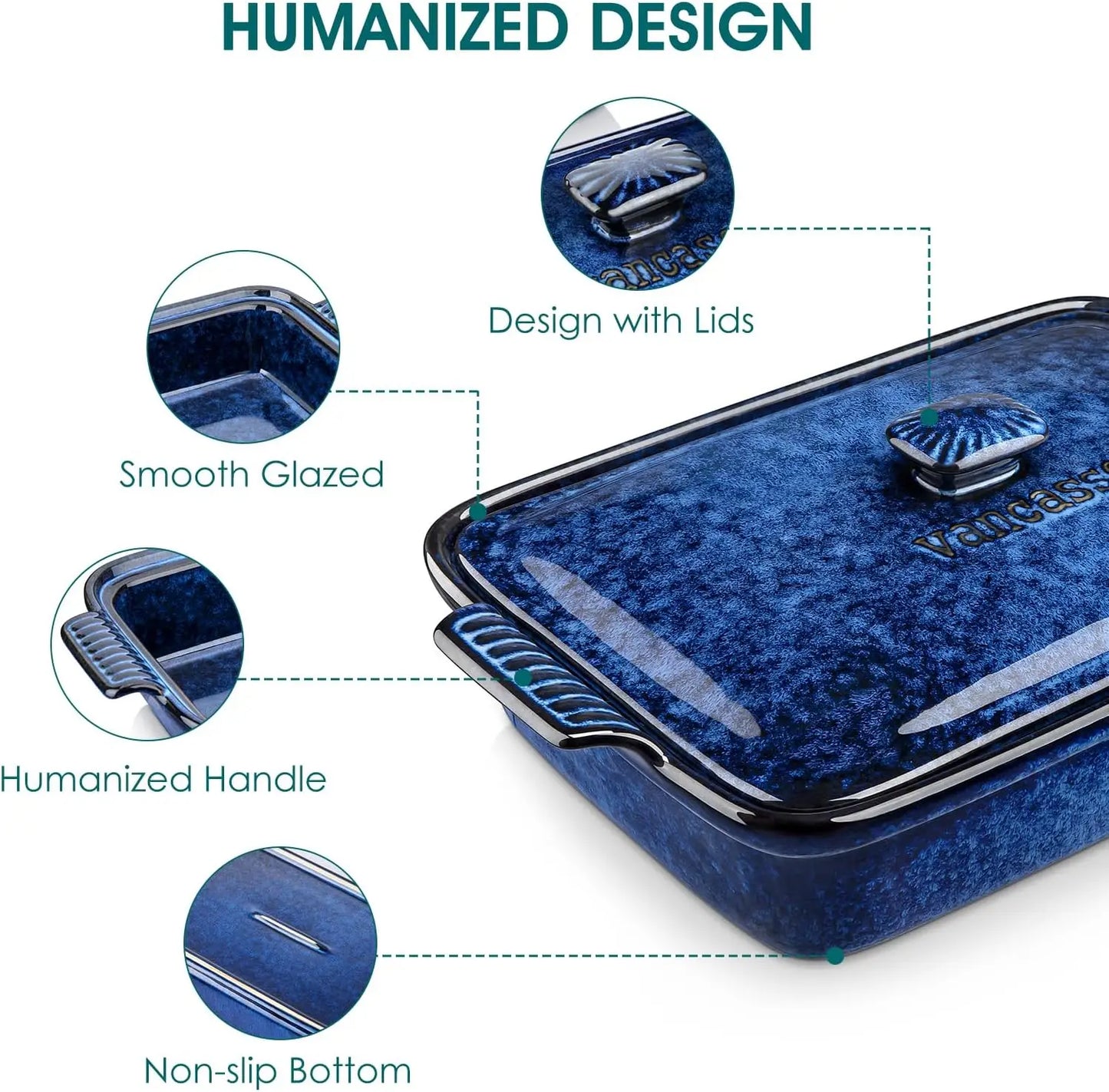Casserole Dish With Lid Oven Safe Baking Pan For Lasagna