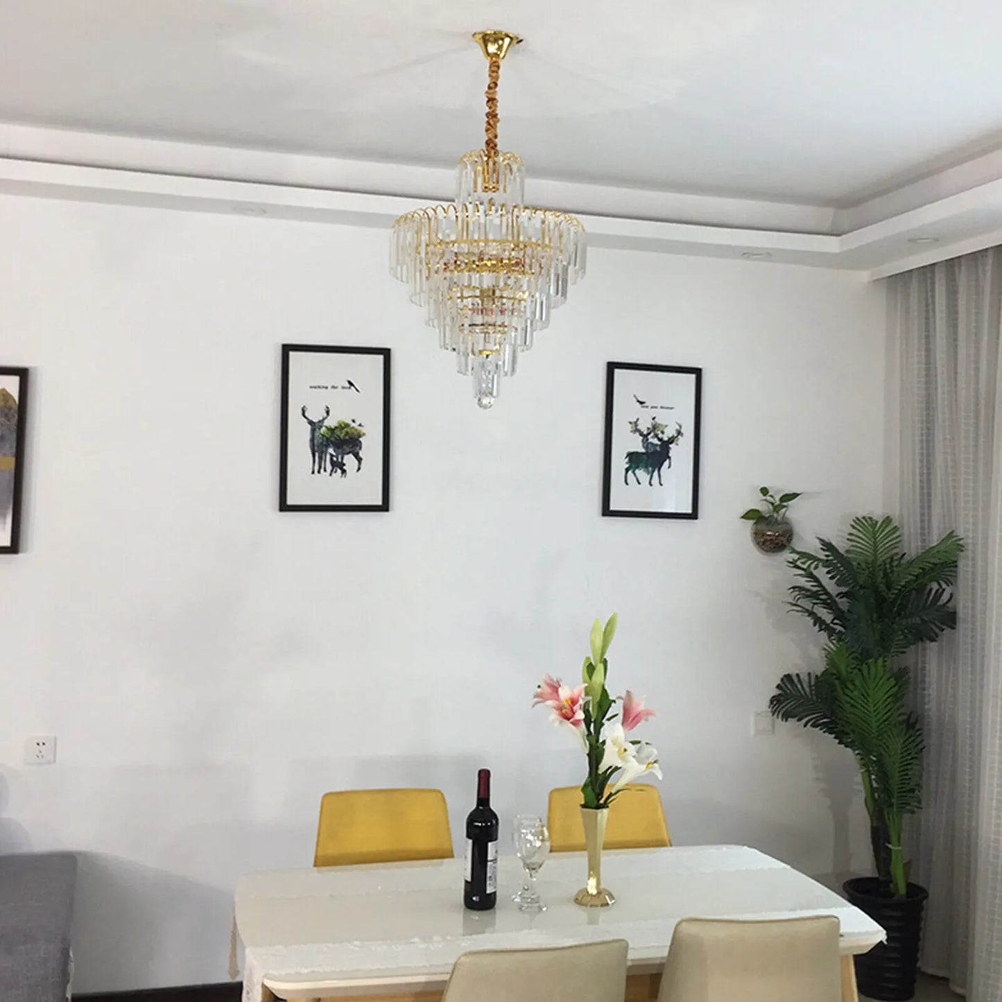 Bymaocar Crystal Chandelier Modern Pendant Light E14 Base