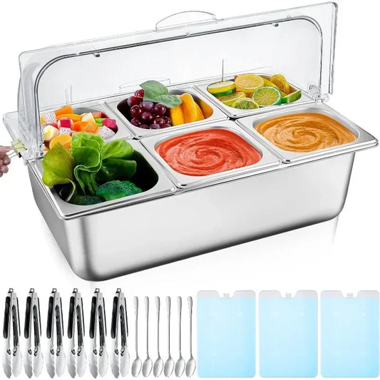 Hign Chilled Ice Food Display Container Stainless Tray