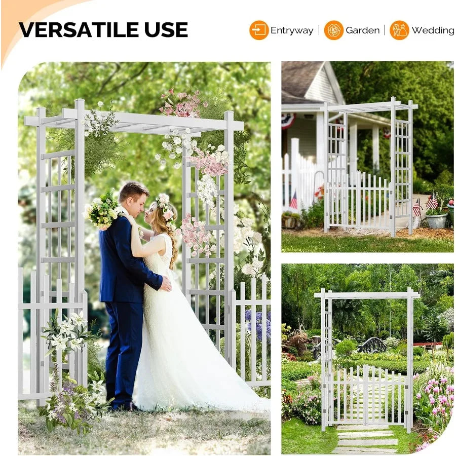 High-concerned Garden Arbor With Gate PVC Wedding Arch