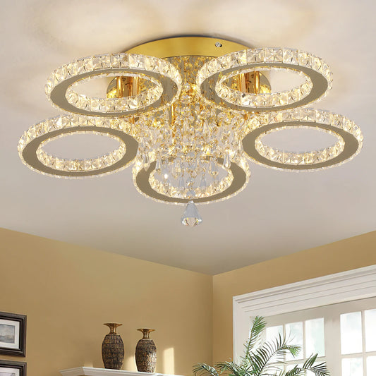 Led Crystal Ceiling Light Chandelier For Living Room Dining