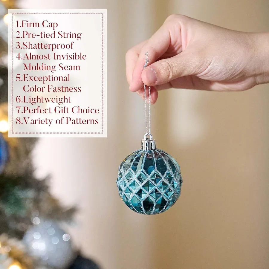 LISME Elegant Shatterproof Christmas Tree Ornaments Set 30 Pieces For Holiday Party