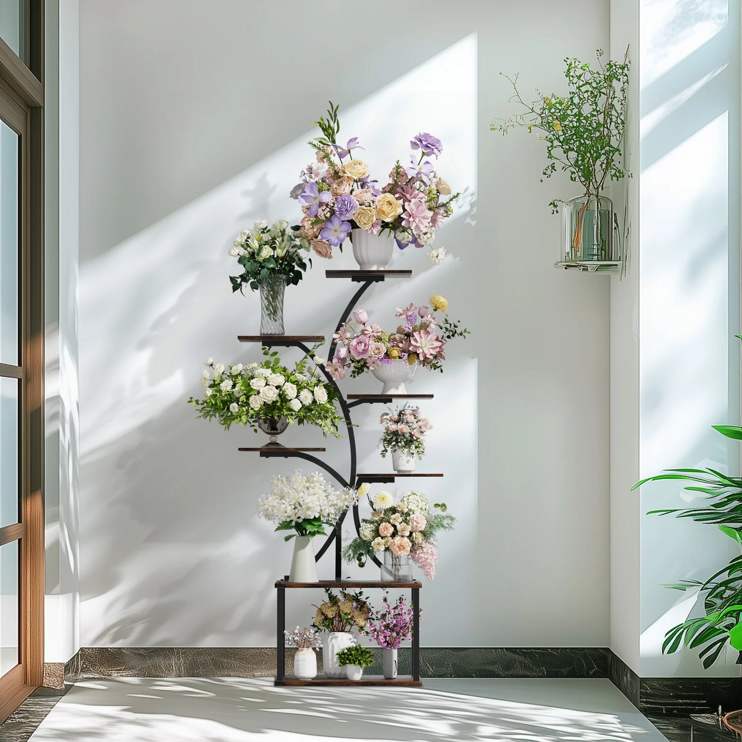Industrial Multilayer Tree Shaped Plant Stand For Indoor Garden