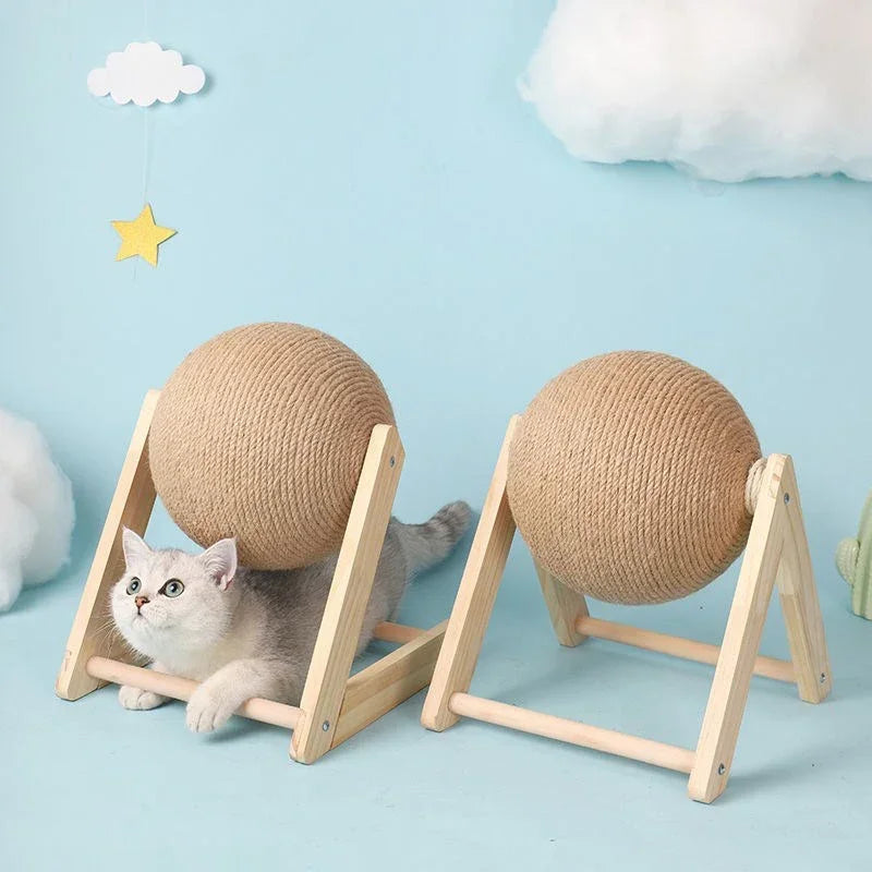 Cat Scratching Ball Toy Kitten Sisal Rope Ball Board Toy