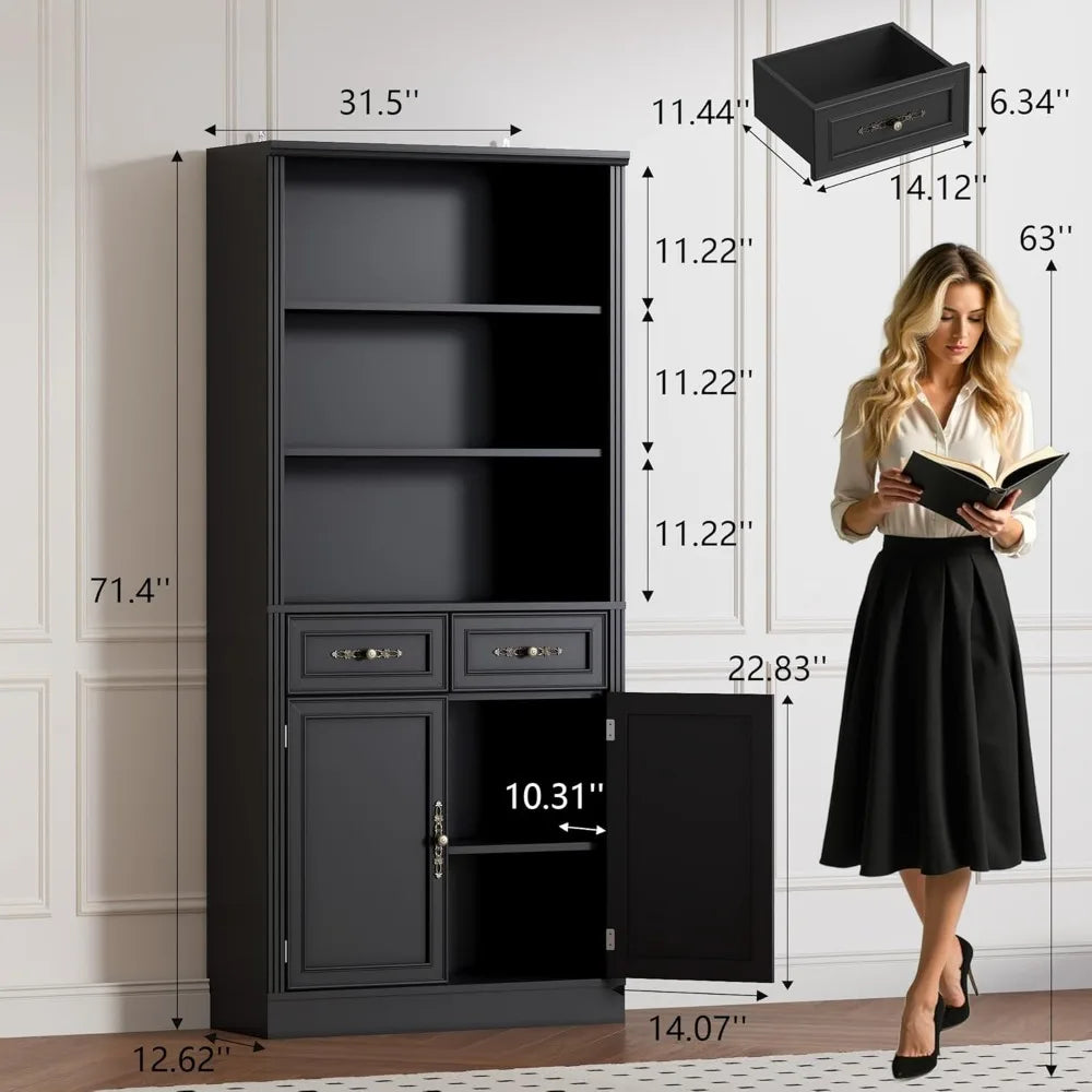 HUANZHUANG Set of 2 Bookshelves with Adjustable Shelves