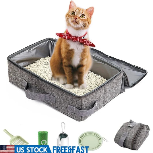 Feature Portable Cat Litter Box Folding Leak Proof Lid