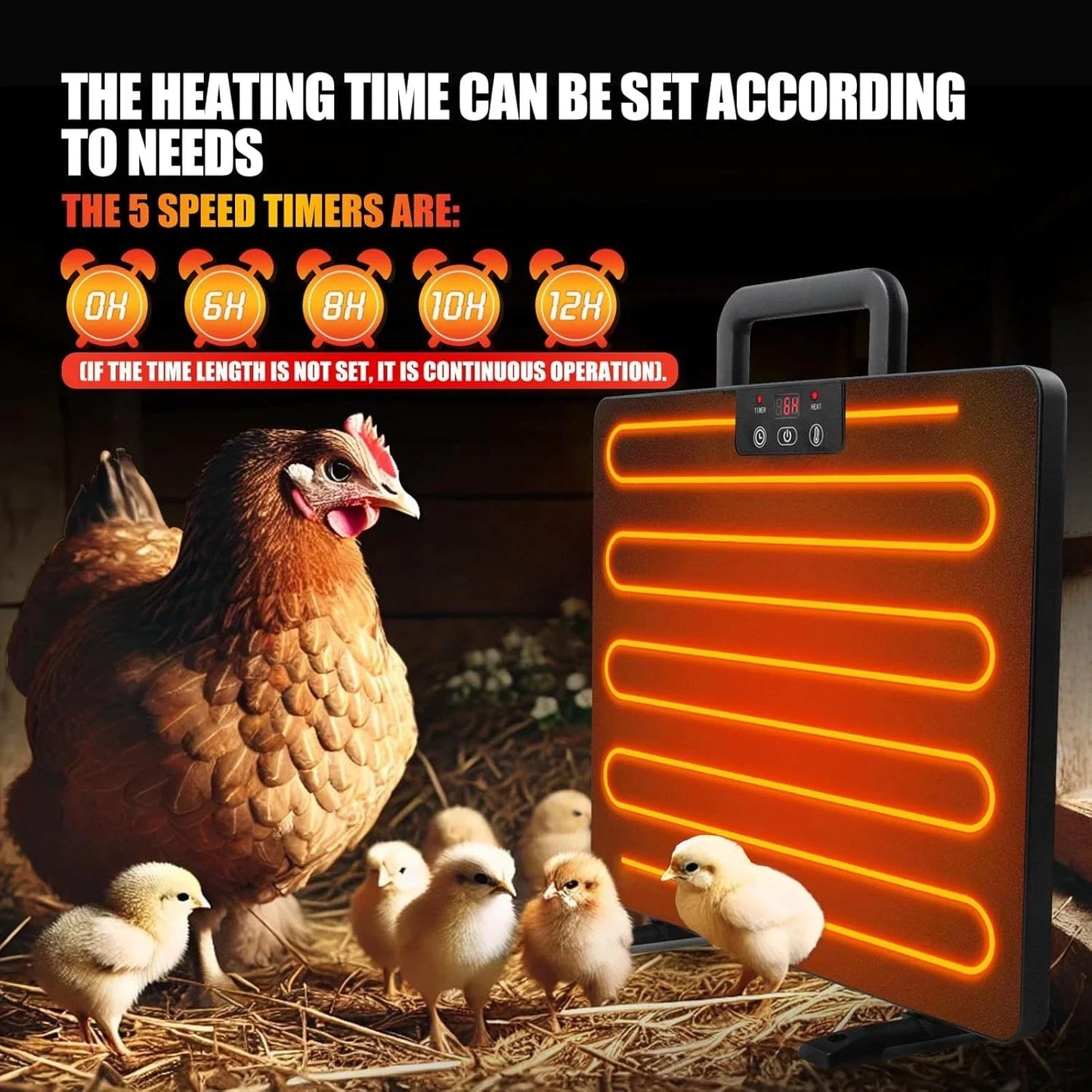 Thermostatic Chicken Coop Heater Panel Adjustable Temperature Poultry Farm