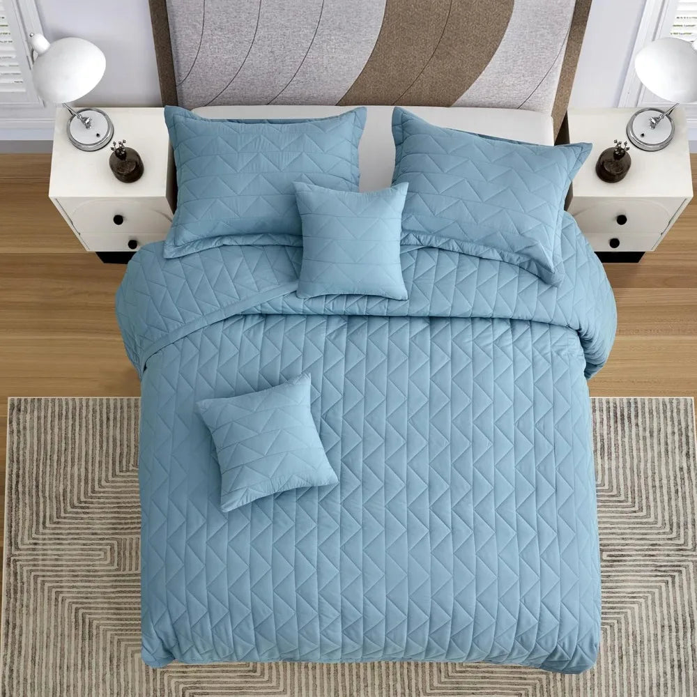 Modern Lightweight Reversible Bedspread Set 5 Piece