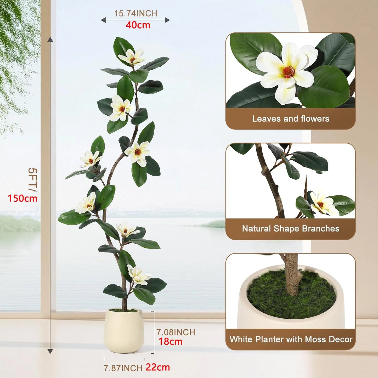 CN Guangdong Artificial Magnolia Tree Floor Plant Planter