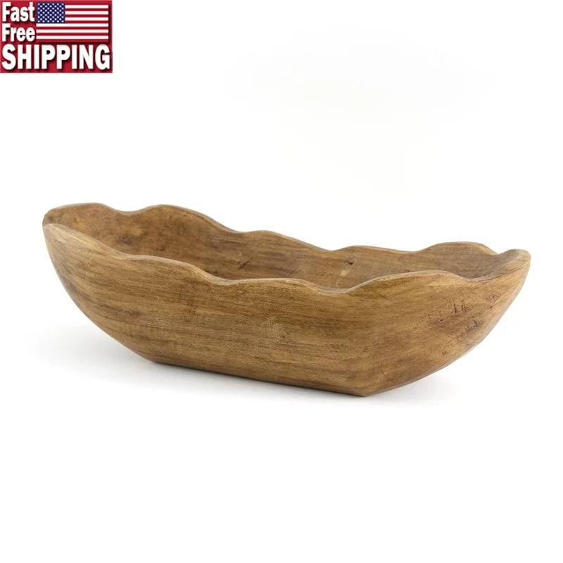 Paulownia Wood Dough Bowl Centerpiece for Tabletop Decor