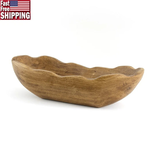 Paulownia Wood Dough Bowl Centerpiece for Tabletop Decor