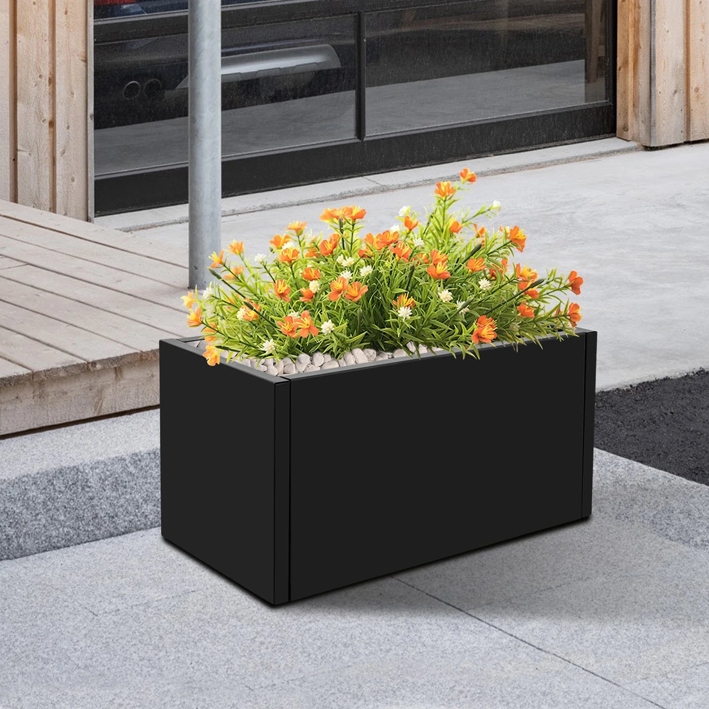 Metal Planter Box Outdoor Rectangular Steel Garden Planter Rustproof