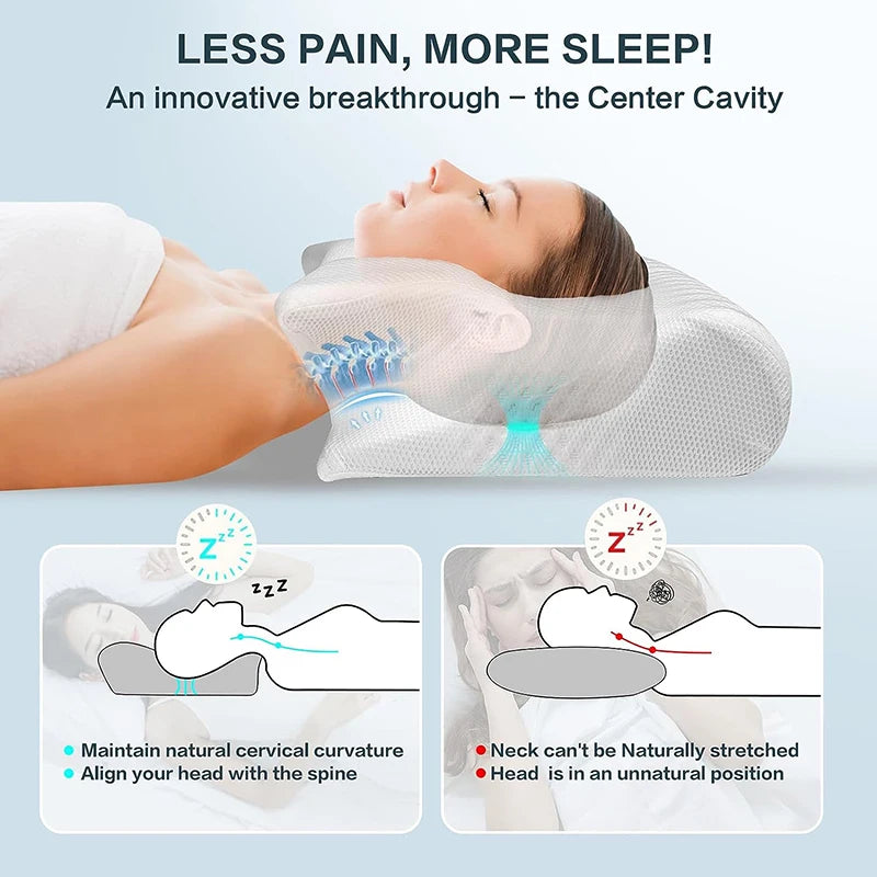 NONECN Memory Foam Cervical Pillow 2 In 1 Ergonomic Neck Support